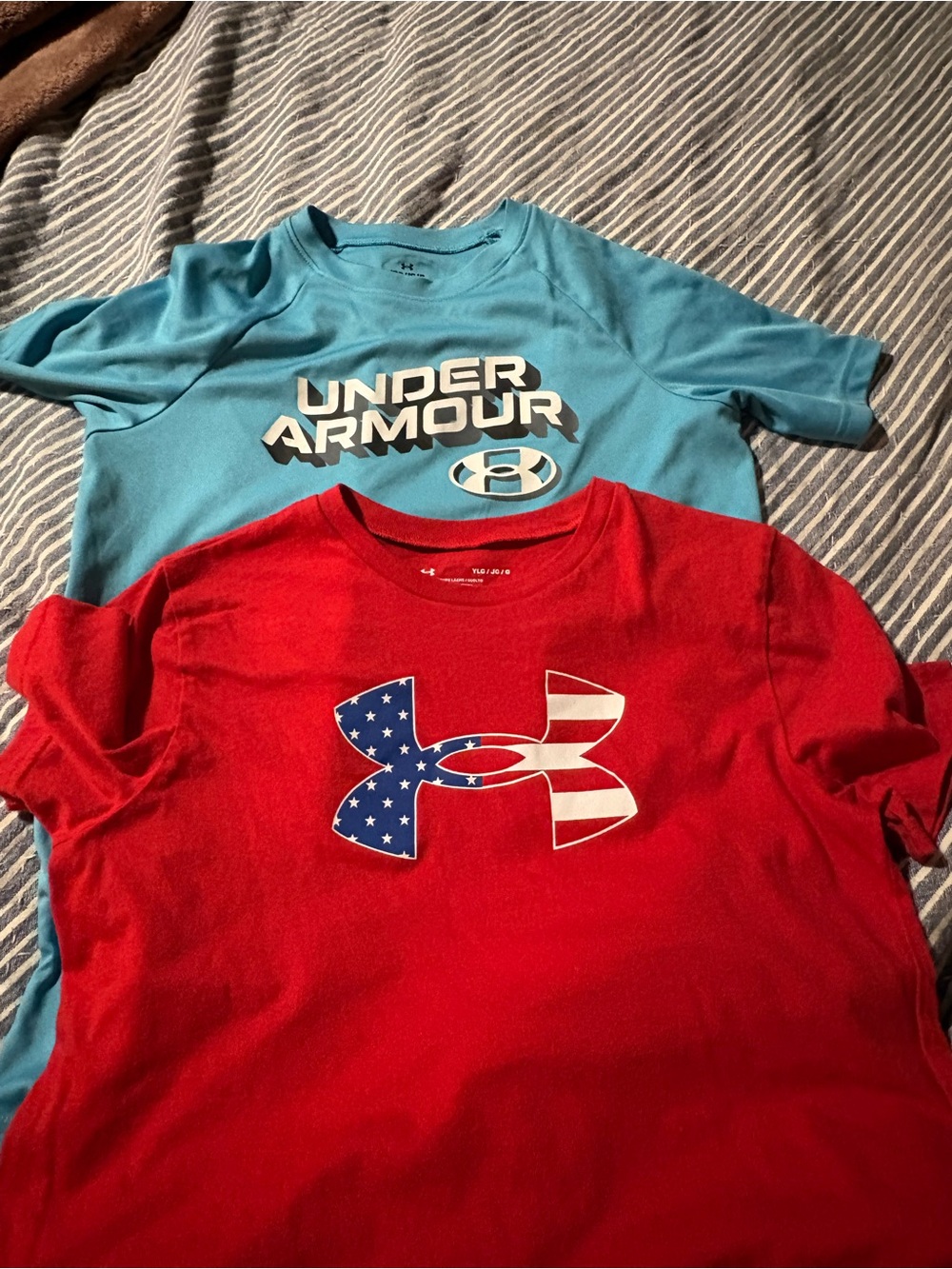 2 Under Armour Kids' Short Sleeve Logo Tee - Red & Light Blue